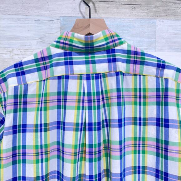 Ralph Lauren Classic Fit Short Sleeve Poplin Shirt Multi Plaid Preppy Mens Large - Picture 4 of 6